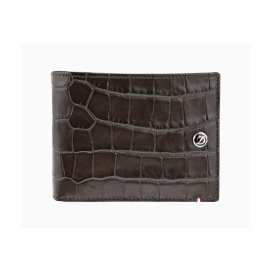 S.T. Dupont Croco Dandy Brown Wallet 8 Credit Card Slots