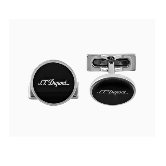 S.T. Dupont Black Lacquer And Silver Cufflinks