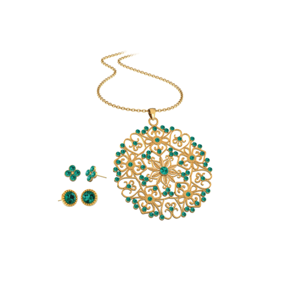 فييرو مجموعة مجوهرات مطلي بالذهب 18 قيراط