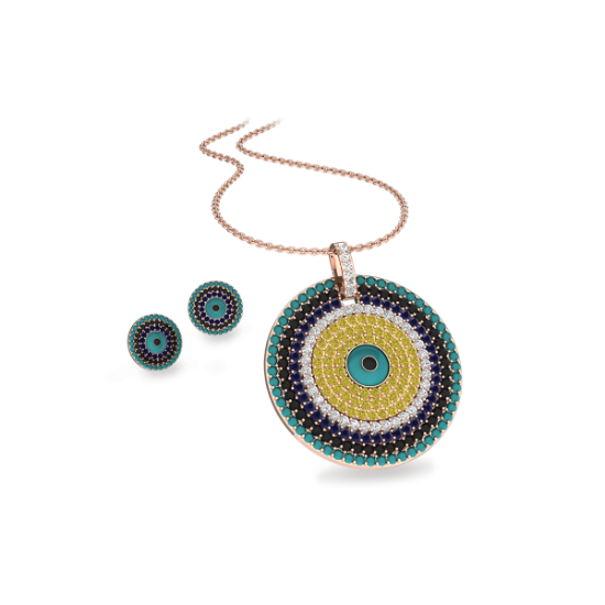 مجموعة مجوهرات مطلي بالذهب الوردي من فييرو ليلى