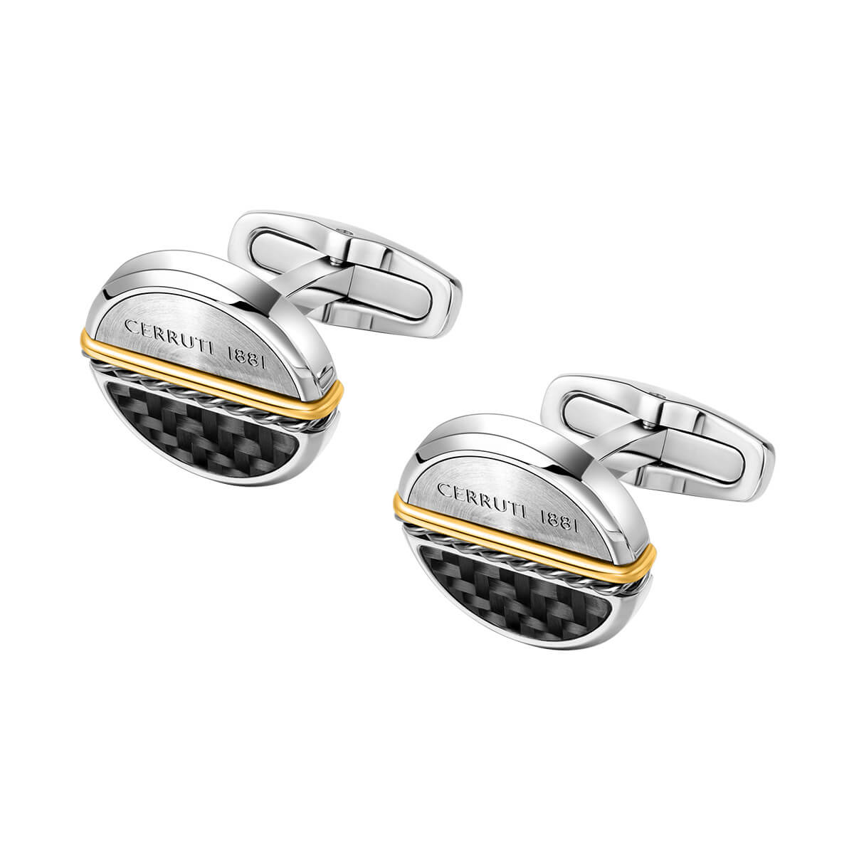 Cerruti 1881 Halves Stainless Steel Gold Plated Gun Metal Cufflinks CIAGC2209106 