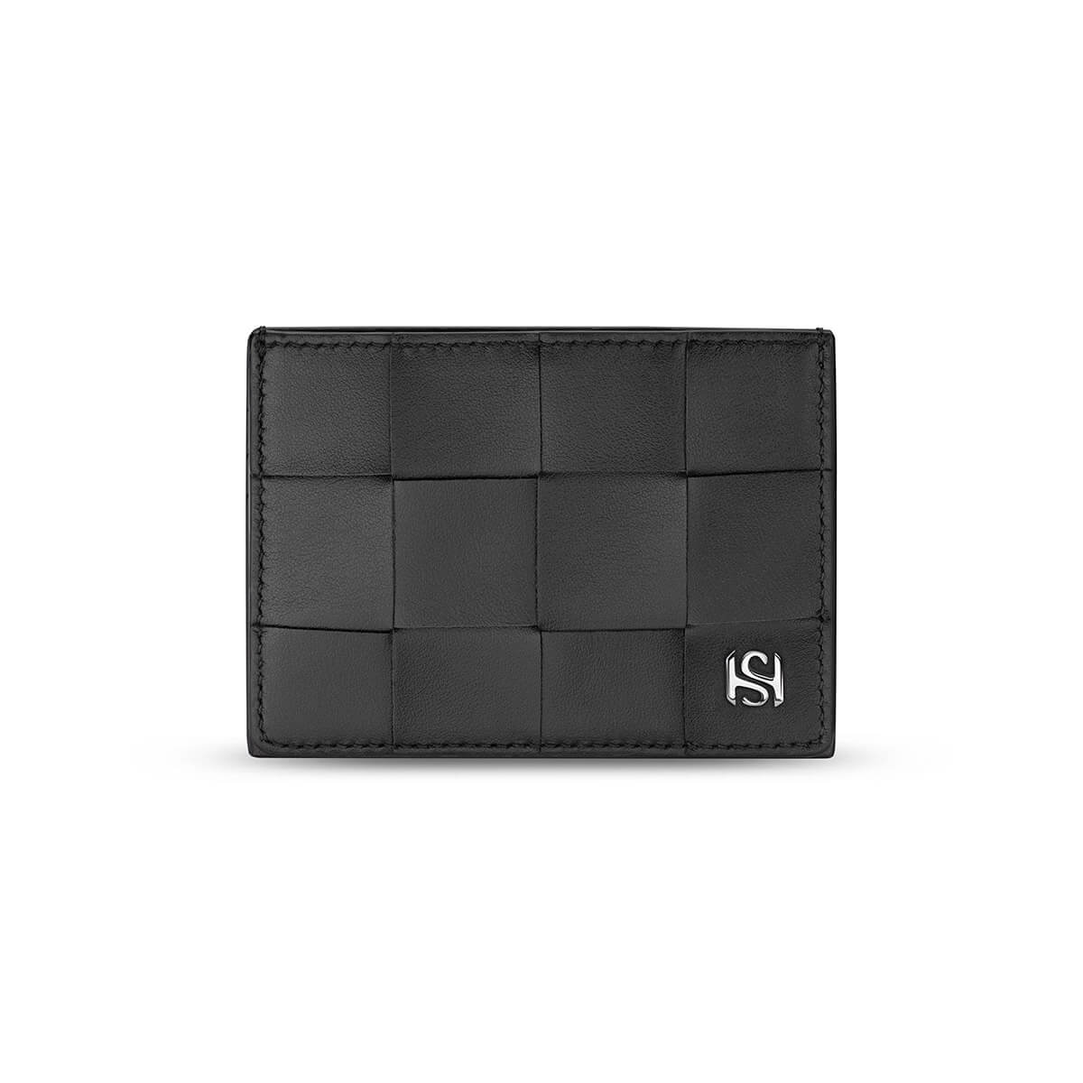 Saint Honore Leather Credit Card Holder in Weave MN38