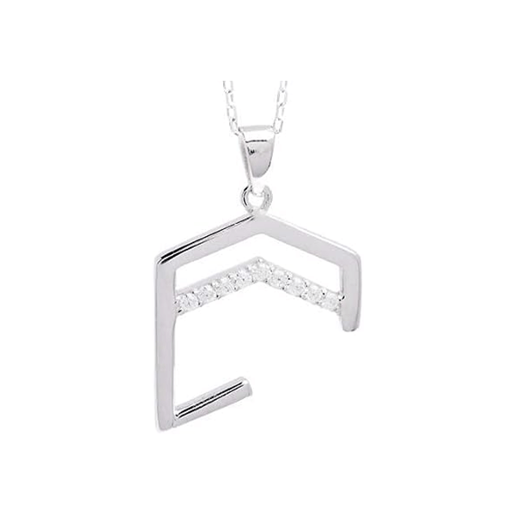 SMALL ABSTRACT KAABA PENDANT PLATED WITH RHODIUM -