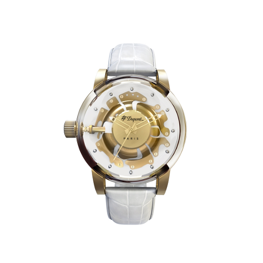 St Dupont Hyperdome Be Elrgant Watch Gold White