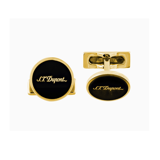 St Dupont Black Lacquer And Gold Cufflinks