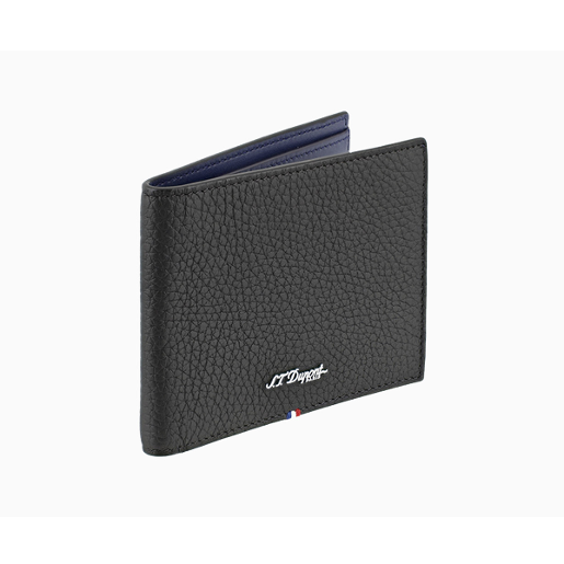 St Dupont Navy Blue/Black Grained Neo Capsule 6 Card Wallet