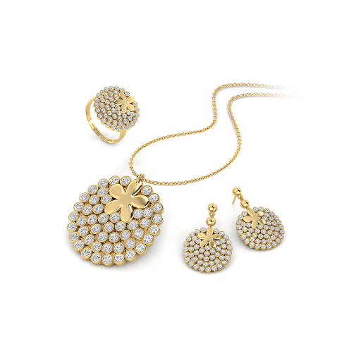 FIERRO - Calla 18K Gold Plated Pave Crystal Jewelry Set