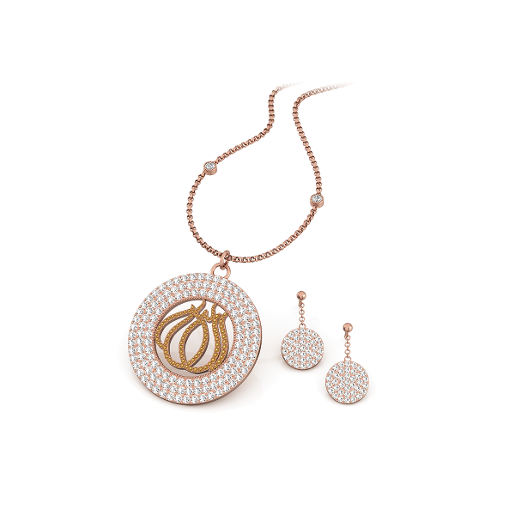 FIERRO - ALLAH ROSE GOLD PLATED CRYSTAL JEWELRY SET