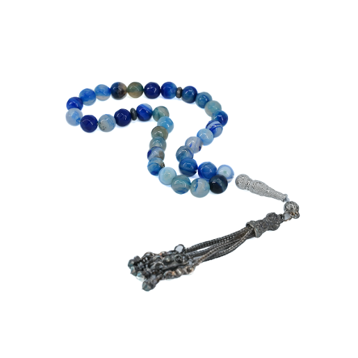 Rosary Agate Blue