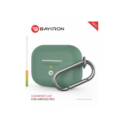 Baykron PT-P1MGR Silicone Case Airpods Pro W/Carabiner Midnight Green