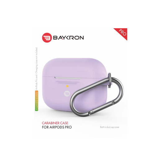Baykron PT-P1PRPL Silicone Case Airpods Pro W/Carabiner Purple