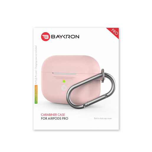 Baykron PT-P1PK Silicone Case Airpods Pro W/Carabiner Pink