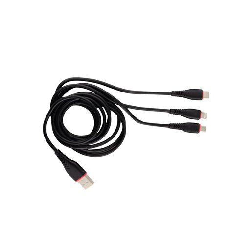 PowerN Cable 3 in 1 Multi Use, lightning, Type C, Micro USB ، Black 