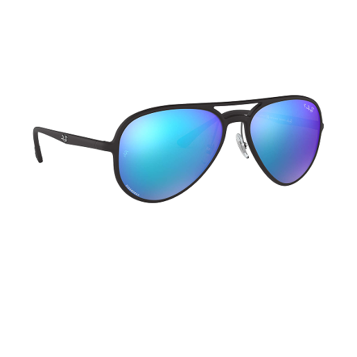 Ray-Ban RB4320CH Chromance Sunglasses Matte Black/Blue Chromance