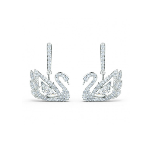 Swarovski Dancing Swan Crystal Earrings White