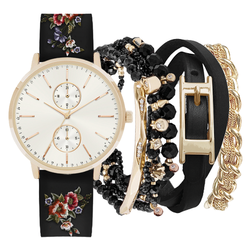 Jessica Carlyle Gold And Black Ladies Watch With Brc